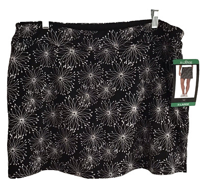 Tranquility Of Colorado Women s Size XL Black White Print Pull On Skort NWT
