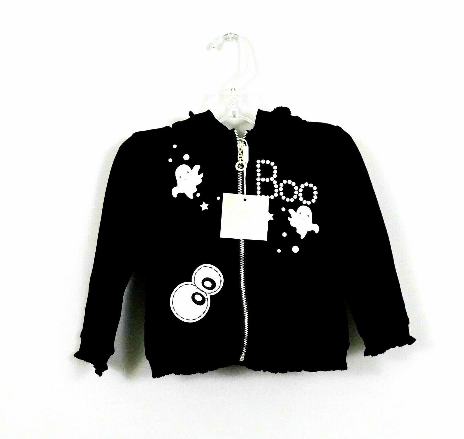 

TRULY ME SARA SARA Rhinestone BOO Толстовка с капюшоном на молнии с меховыми ушками и призраками Хэллоуин, Черный