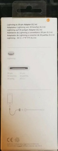 Genuine Apple Lightning to 30-pin Adapter iPad iPod iPhone MD824AM/A 0.2m