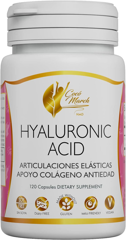 Coco March Hyaluronic Acid Low Molecular Weight for Collagen Production, Joint, Skin and Cell Health - Free From: Gluten, Soy, Dairy - Keto Friendly, Vegan 4 Month Supply 120 Servings