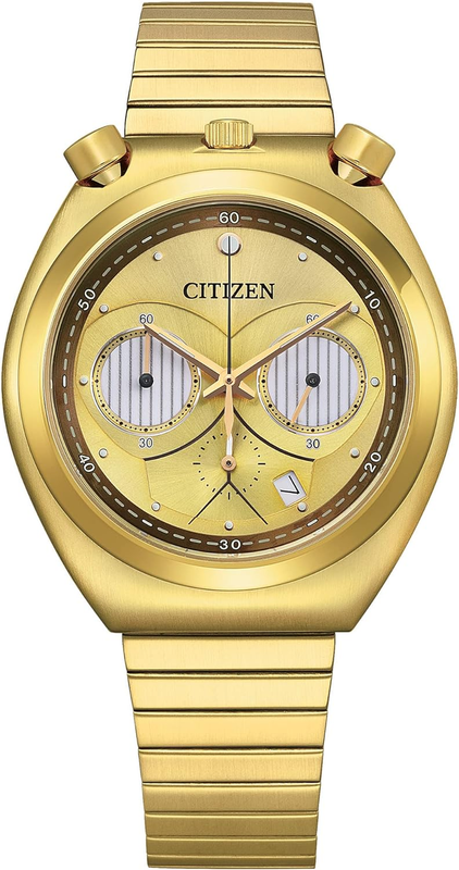 Pre-owned Citizen Quartz Star Wars Men's Watch, Stainless Steel In Gold-tone Bracelet, Gold Dial, C-3po