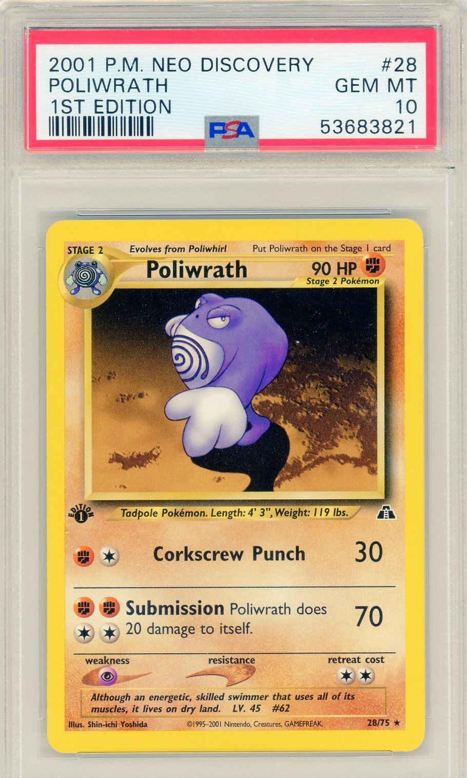 Pokemon Neo Discovery 1st Edition Poliwrath #28 Non-holo Psa