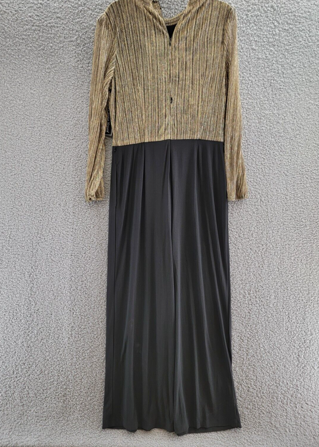Jessica Howard Carlyle Metallic Mock Neck Jumpsuit Womens 12 Black/Gold Back Zip - Picture 12 of 19