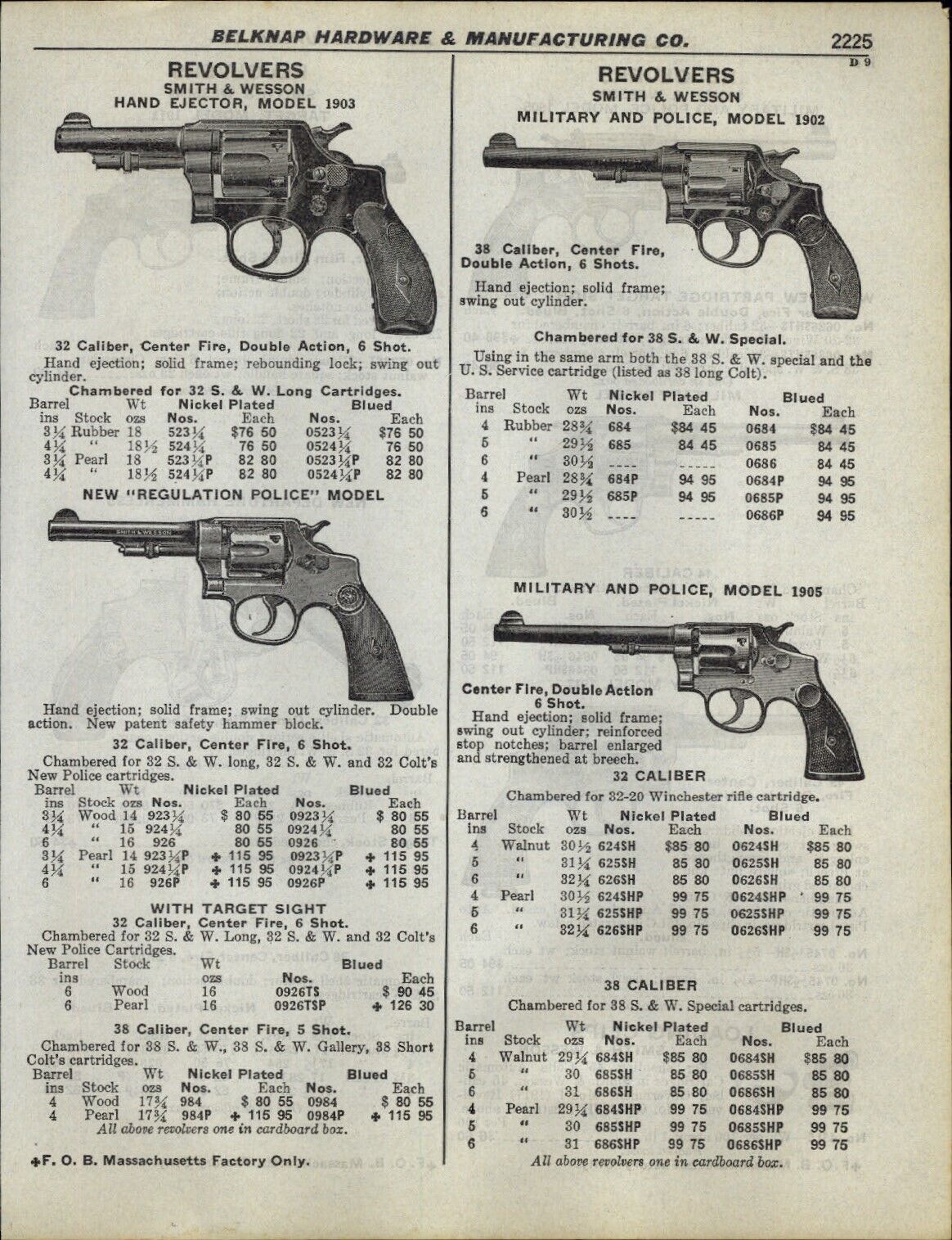 1930 PAPER AD Smith & Wesson Revolver Model 1903 1902 1905 1930 PAPER AD Smith & Wesson Revolver Model 1903 1902 1905