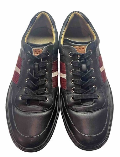New Bally Oriano Men's 6240312 Black Leather Red Sneaker