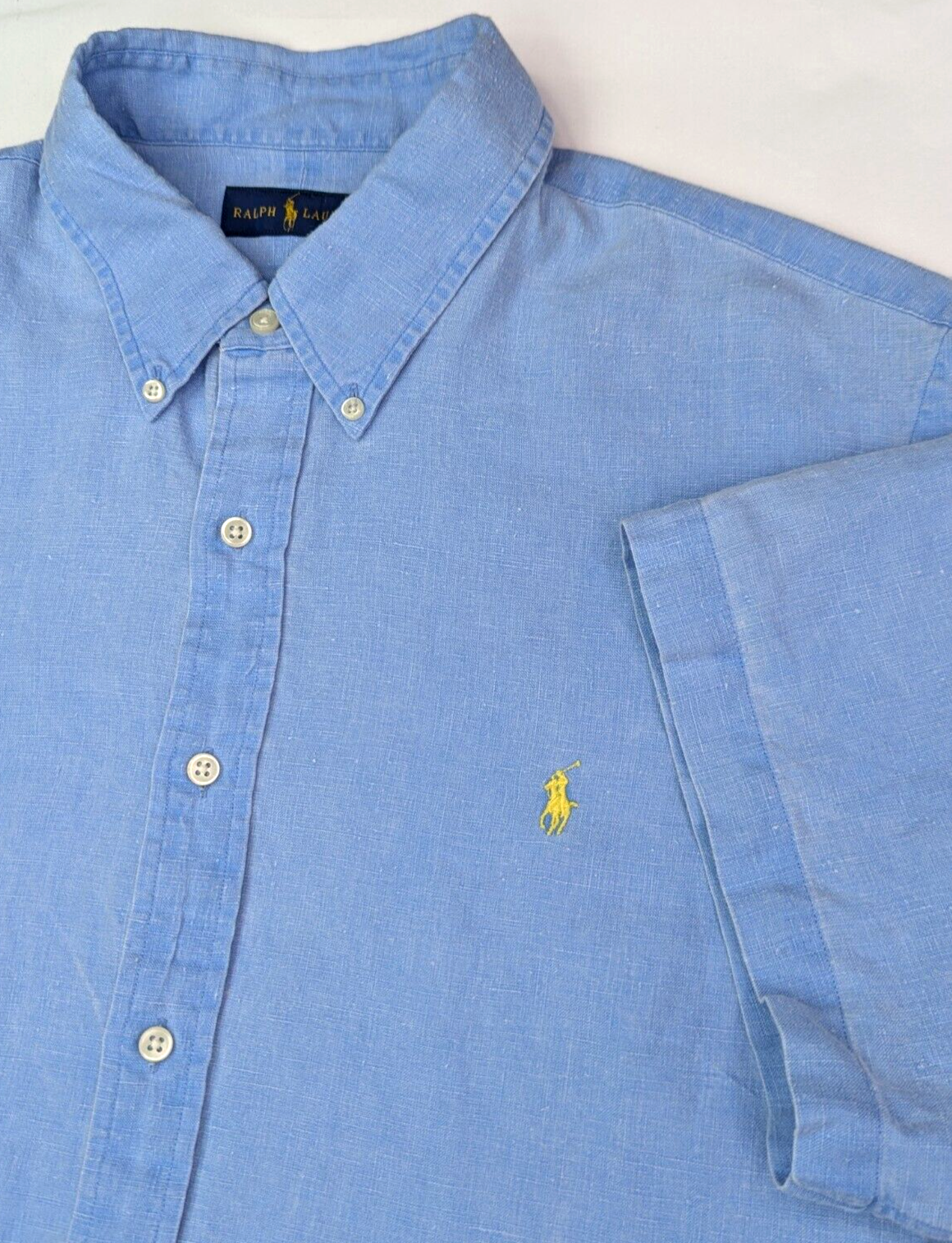 POLO RALPH LAUREN 100% LINEN BUTTON SHIRT -4XB BIG WHITE