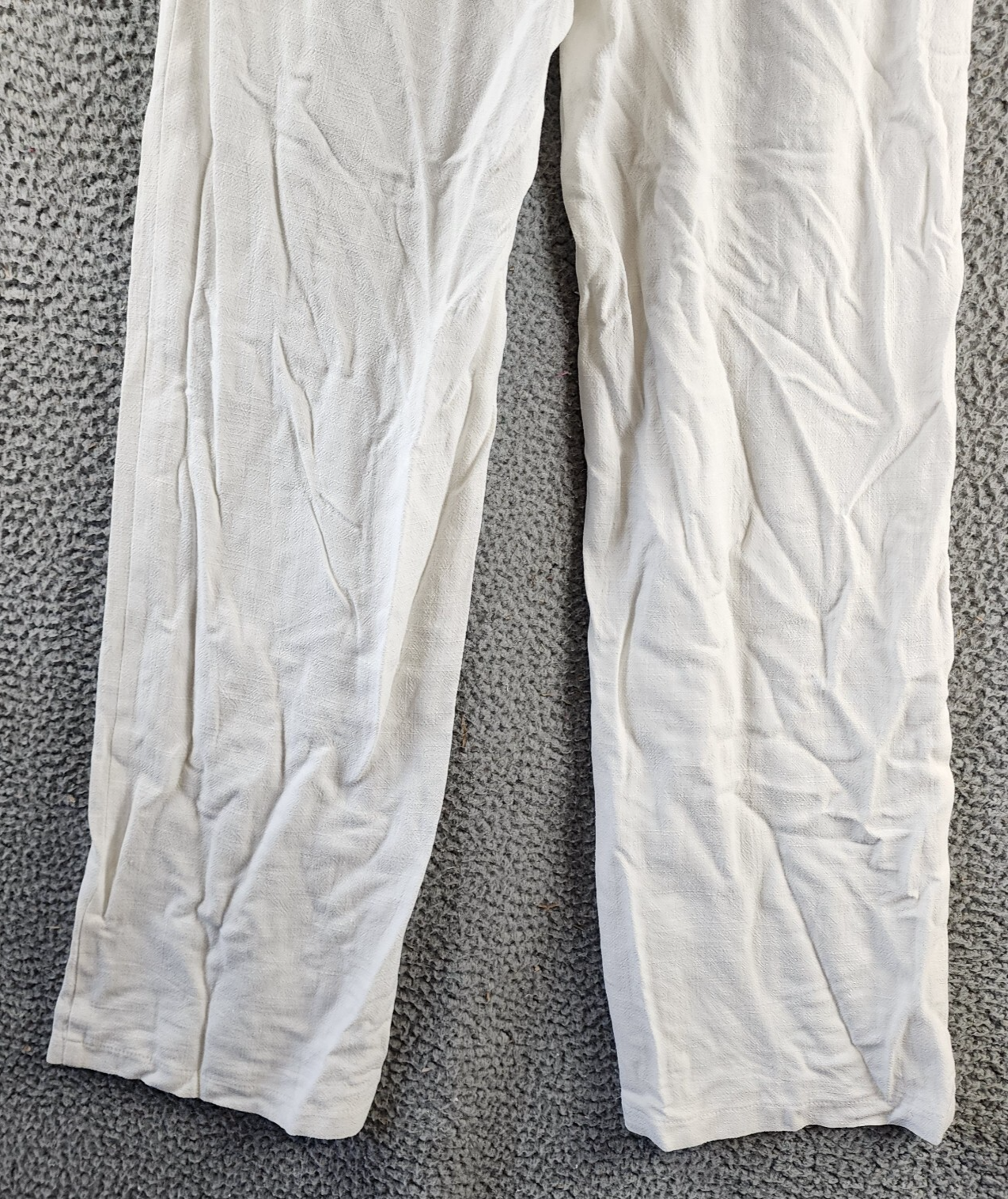 FORE Linen Blend High Rise Slim Fit Pants Womens XS White Belt Loops Zip Closure - Picture 12 of 13