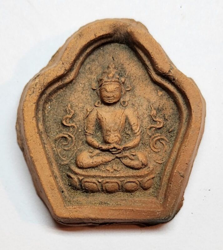 ANTIQUE TIBET BUDDHA CLAY AMULET / VOTIVE OFFERING 15c-18c / RARE #17