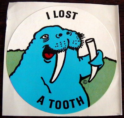 2" vintage "i lost a tooth" walrus teacher home school award