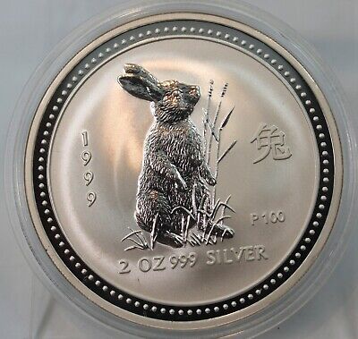 Australia, 1999 2 ozt Silver Year of the Rabbit in Capsule !!