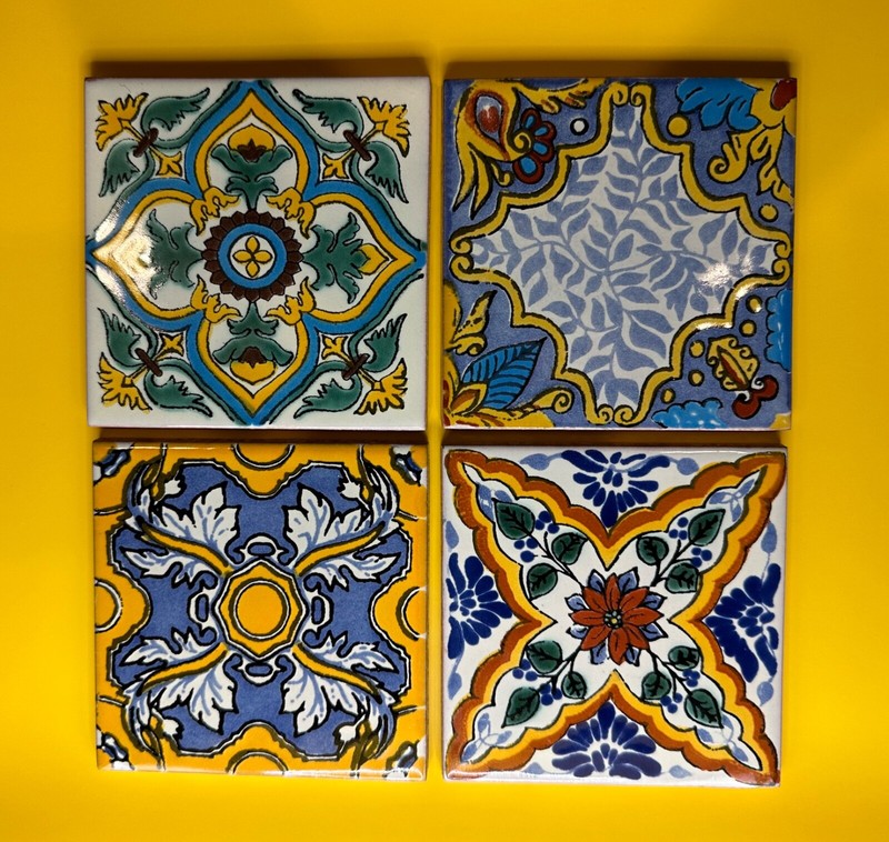 NEW Set of 4 Mexican Talavera Tile Coasters