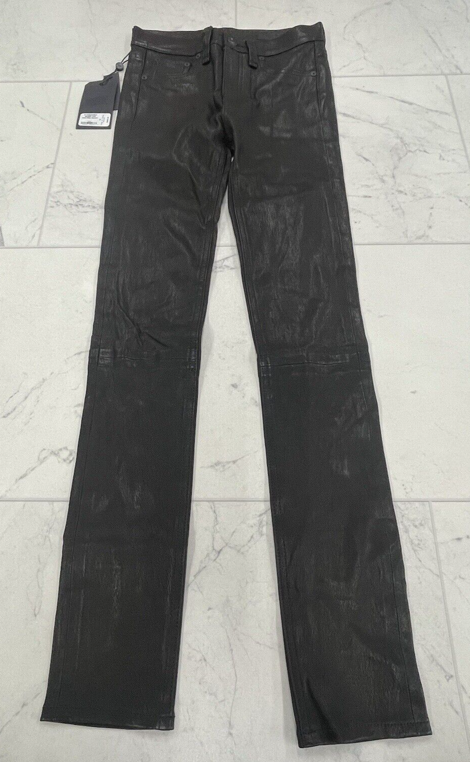 Pre-owned Rag & Bone $995  Black Leather High Rise Skinny Size:30