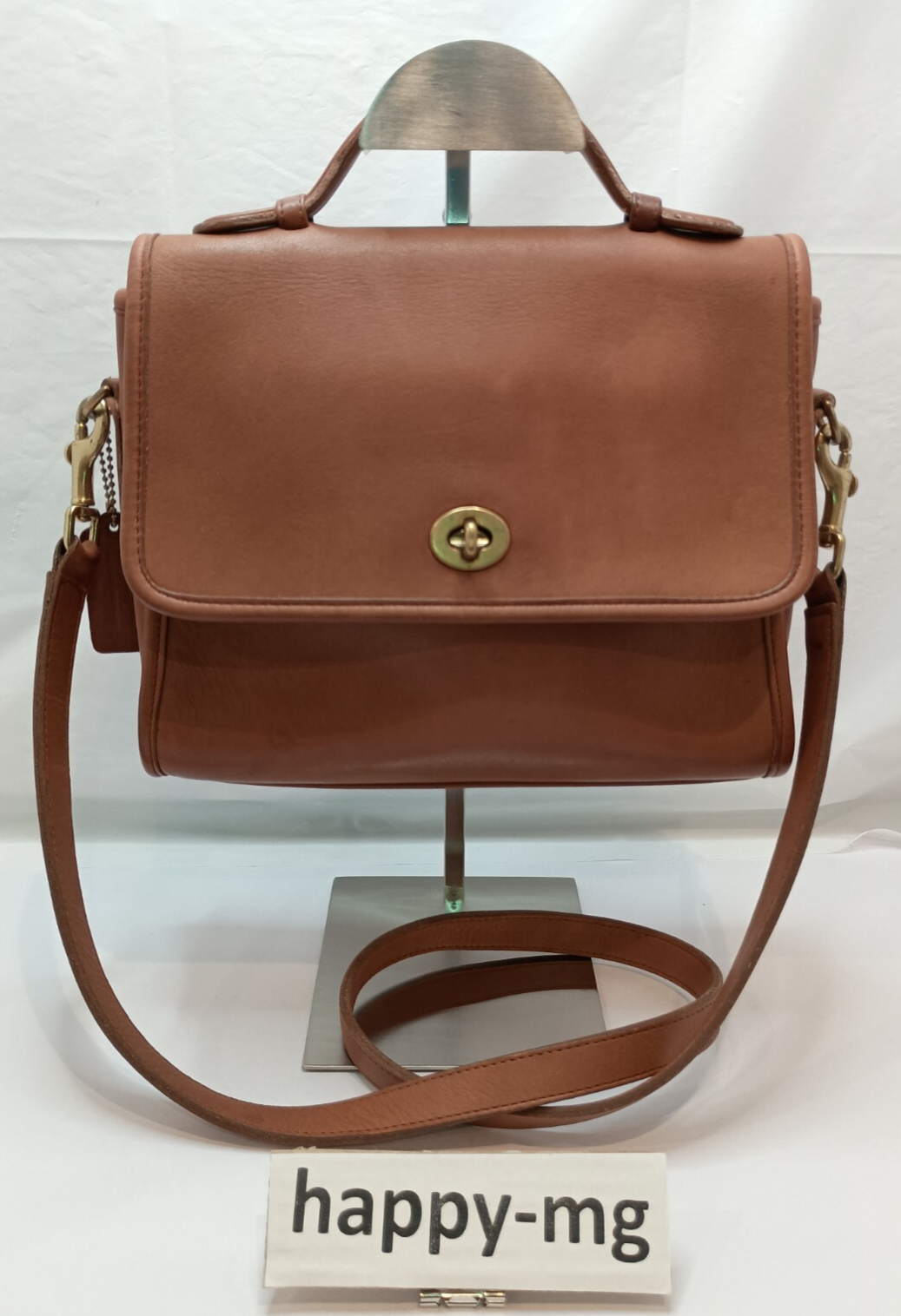 Old Coach 9870 Shoulder bag turn lock Brown leather Vintage