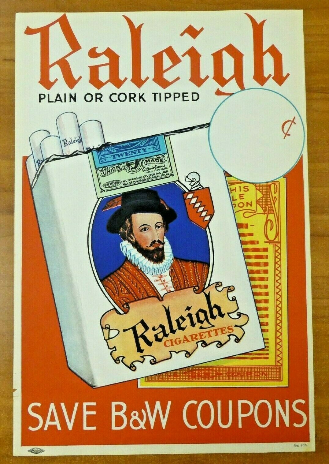 ヴィンテージ Walter Raleigh Tobacco Advertising Sign　看板 インテリア アメリカン雑貨 ヴィンテージ Walter Raleigh Tobacco Advertising Sign 看板