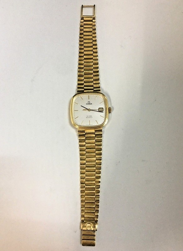 Omega 18k Yellow Gold case and band vintage watch Men's