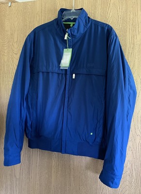 *NWT* HUGO BOSS Jadon Water Repellent Zip Bomber Jacket BLUE Sz L