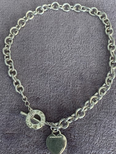 Tiffany & Co. Heart Tag Toggle Necklace Choker 925 Sterling