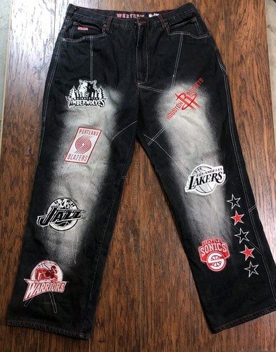 ⭐︎デットストック！unK NBA チームロコ刺繍　デニムジーンズ ⭐︎デットストック！unK NBA チームロコ刺繍 デニムジーンズ メンズ