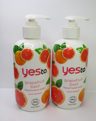 YES TO GRAPEFRUIT BASIL LIQUID HAND SOAP 12 OZ (LOT OF 2)
