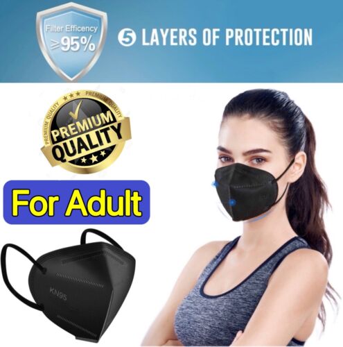 10/40 PCS Black/White 5-layer Face Mask Mouth & Nose Protector Respirator Masks 