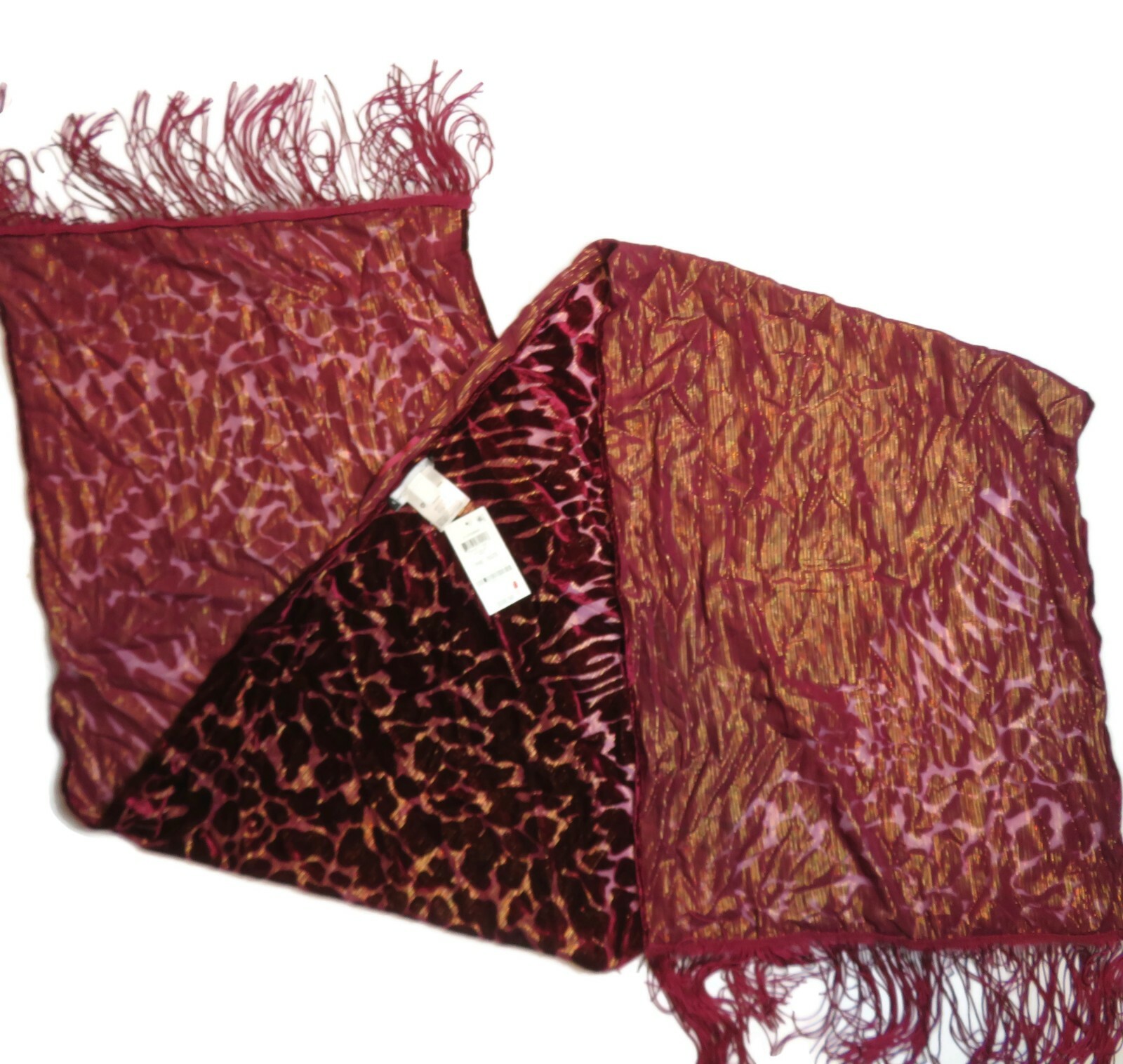 INC Womens Red Wine Sheer Metallic Wrap or Scarf NWT New