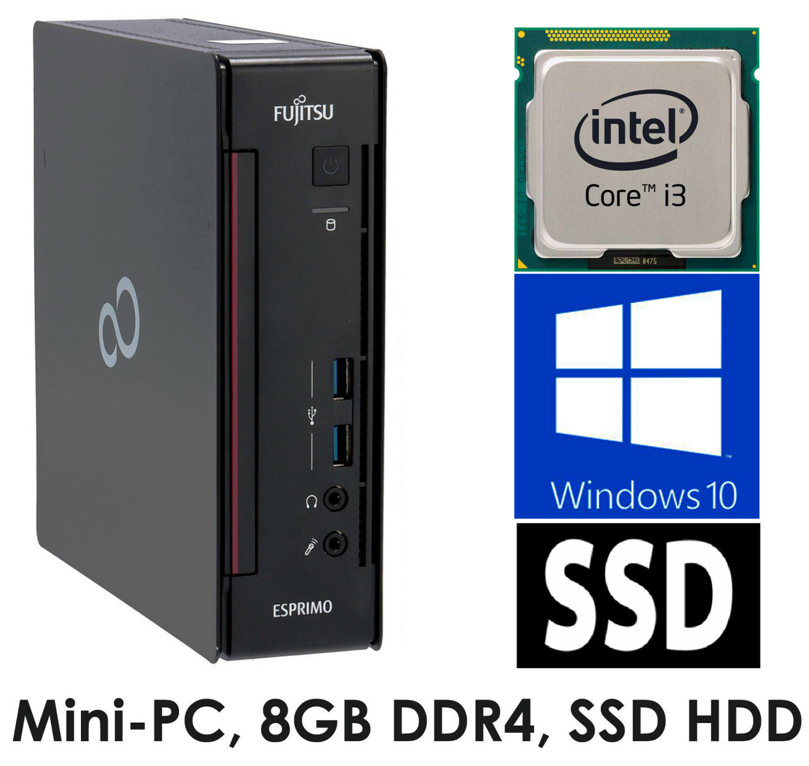 Fujitsu Esprimo Q957 Intel CPU i3-7100T 8GB DDR4 128GB M.2 Fujitsu Esprimo Q957 Intel CPU i3-7100T 8GB DDR4 128GB M.2