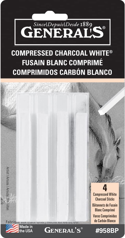 General Pencil 958BP WHT COMPRESED Charcoal Ex.Smooth MED4PK, 1 Count (Pack of 1