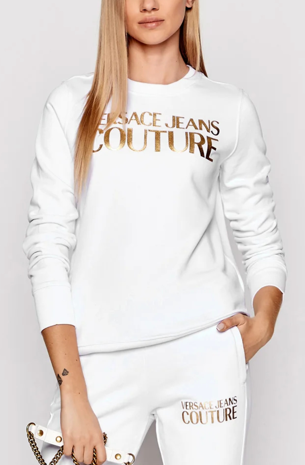 Pre-owned Versace Jeans Couture Sweatshirt Foil Logo Pulli Pullover Sweater Jumper M In Weiss