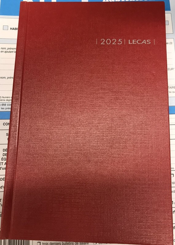 Lecas Agenda CarrÃ© 1 Jour Travers, 140 X 220 Mm, 2025, Rouge