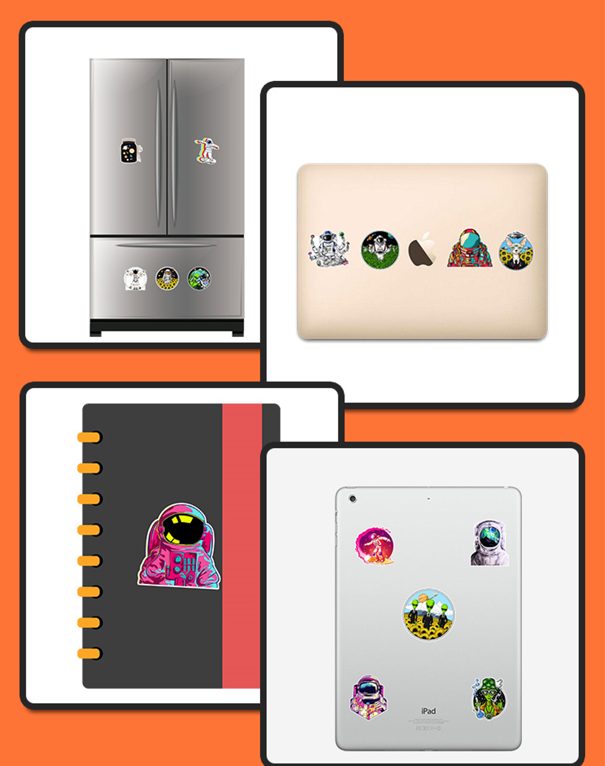 50Pcs Stickers Astronaut NASA Alien Skateboard Laptop Luggage Car Graffiti Vinyl