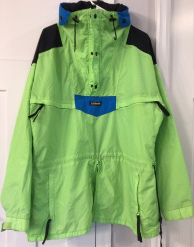 Vintage Columbia Green Anorak ジャケット Rare--Columbia Vintage 1990's Pullovers 1/4 Zip Neon Green