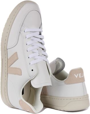 Pre-owned Veja V-12 Leather Sable Suede Lightweight Womens Sneakers White Beige Us 5 - 11