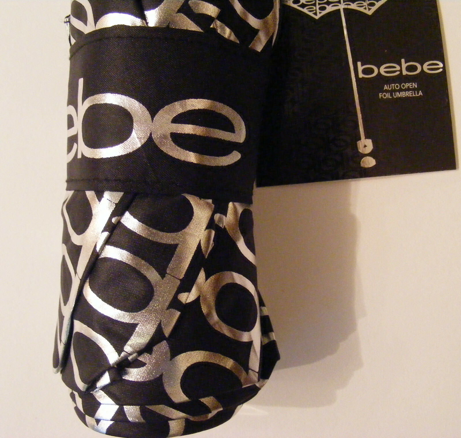 BEBE Umbrella Automatic Black & Silver BEBE Logo