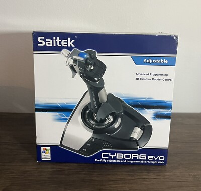 RARE Brand New OB Saitek Cyborg EVO Joystick & Flight Simulator For PC