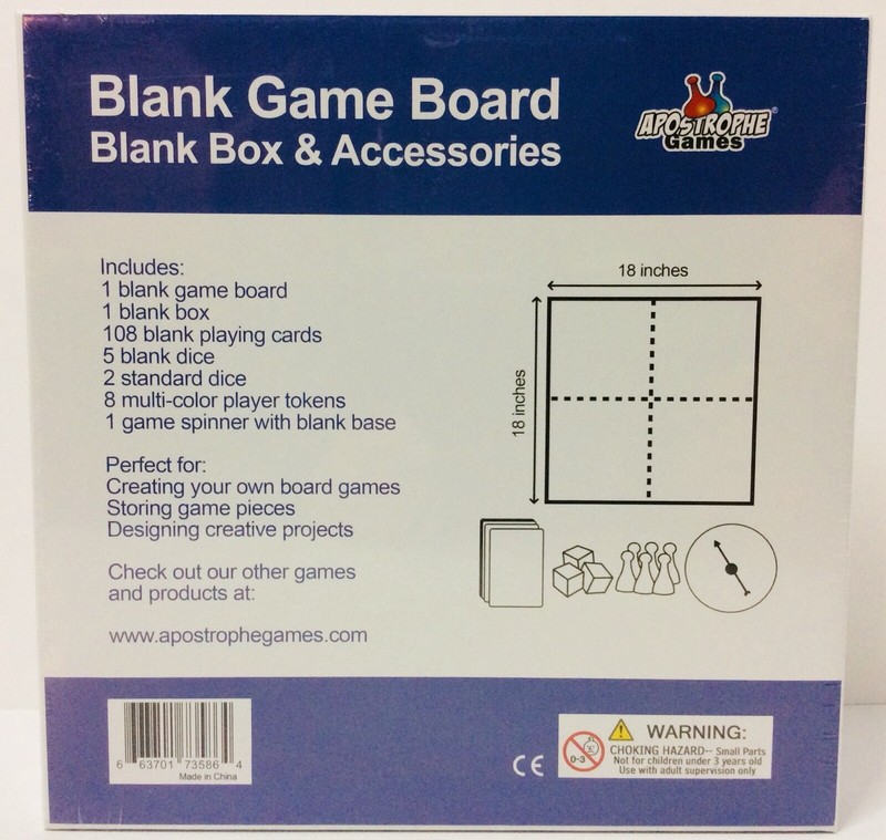 DIY Board Game Kit (Blank Game Board, Box w/Accessories) Dice