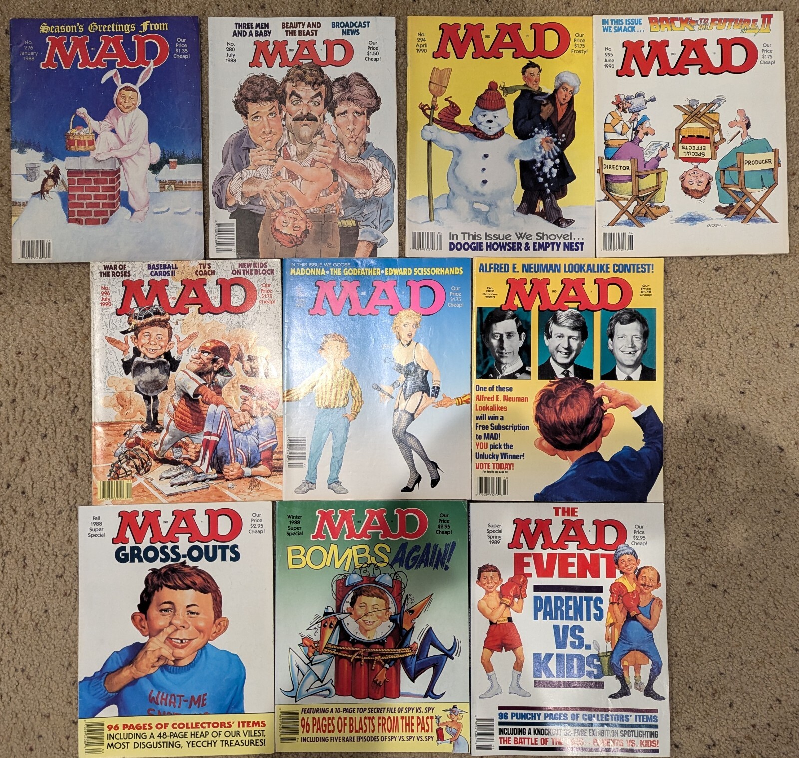 Mad Magazine Lot of 10, 276,280,294,295,296,304,322 1988 and