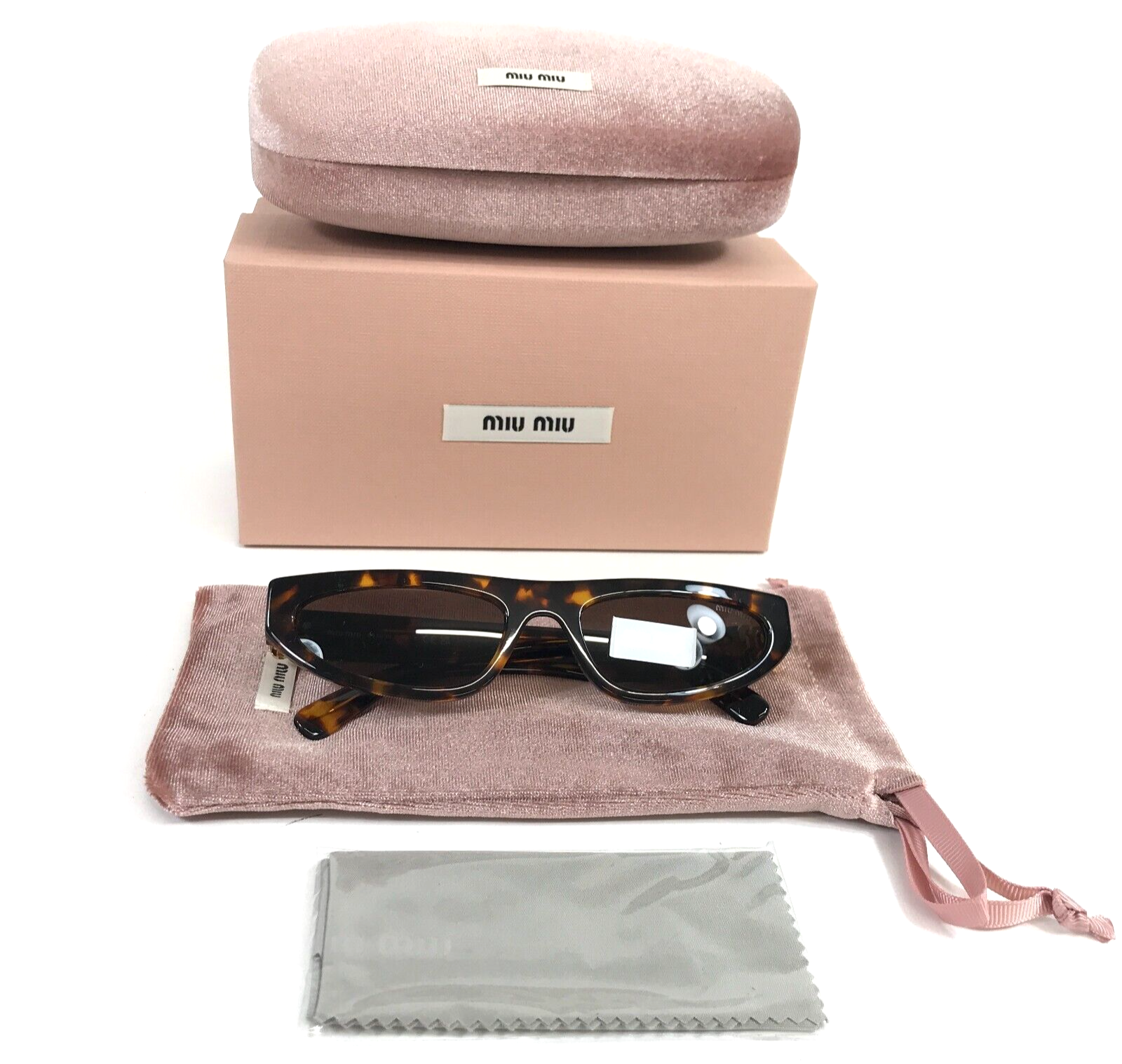 Pre-owned Miu Miu Sunglasses Smu07z Vau-06b Honey Havana Cat Eye Frames Dark Brown Lenses