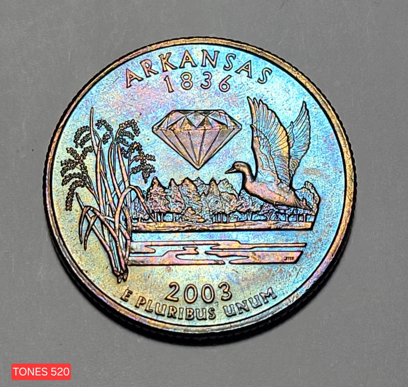 2003-P UNC ARKANSAS STATE QUARTER MONSTER TONED GORGEOUS ICE