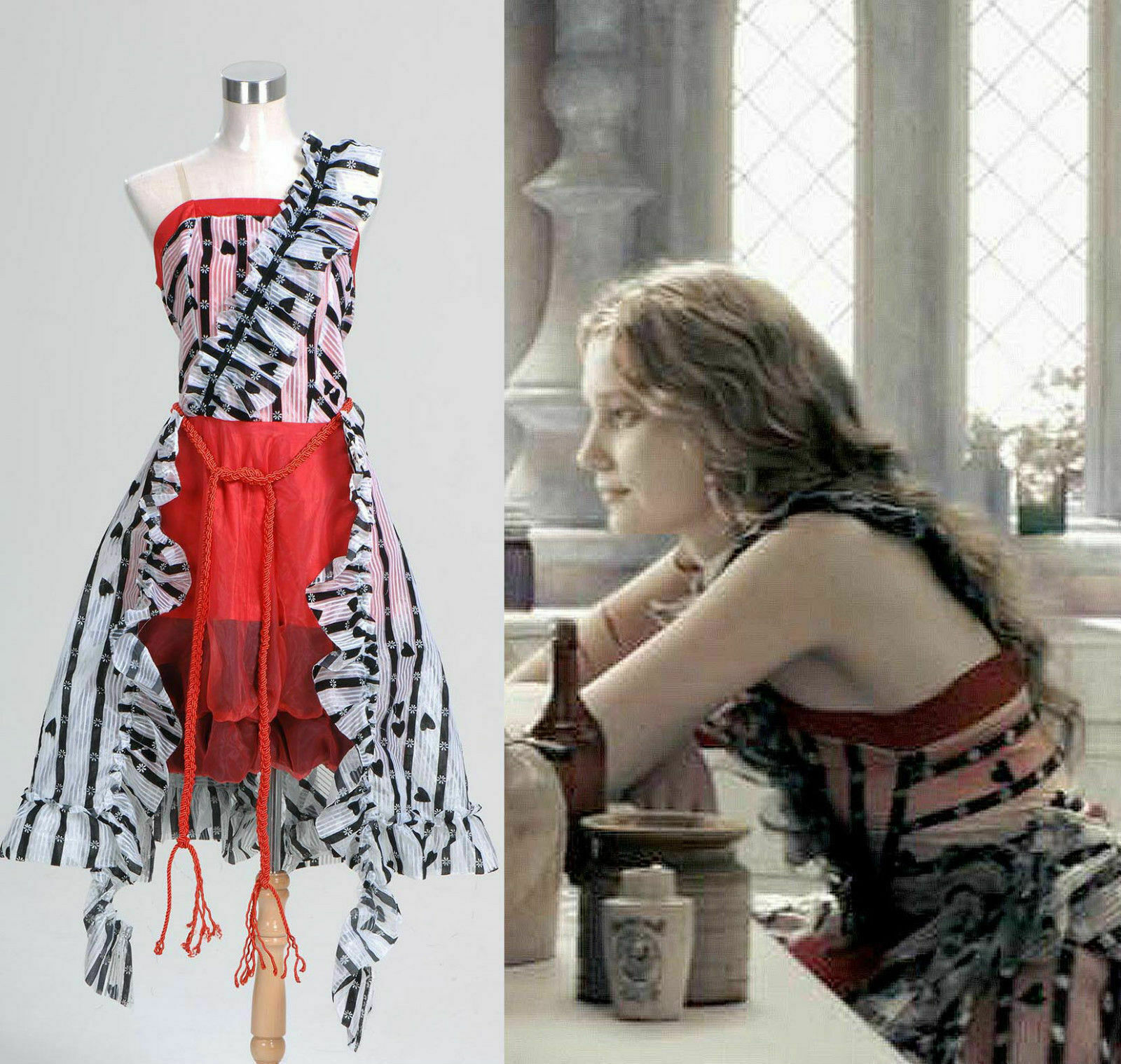 【threetimes】Alice dress Tim Burton's Alice In Wonderland Alice Red Court Um Dress