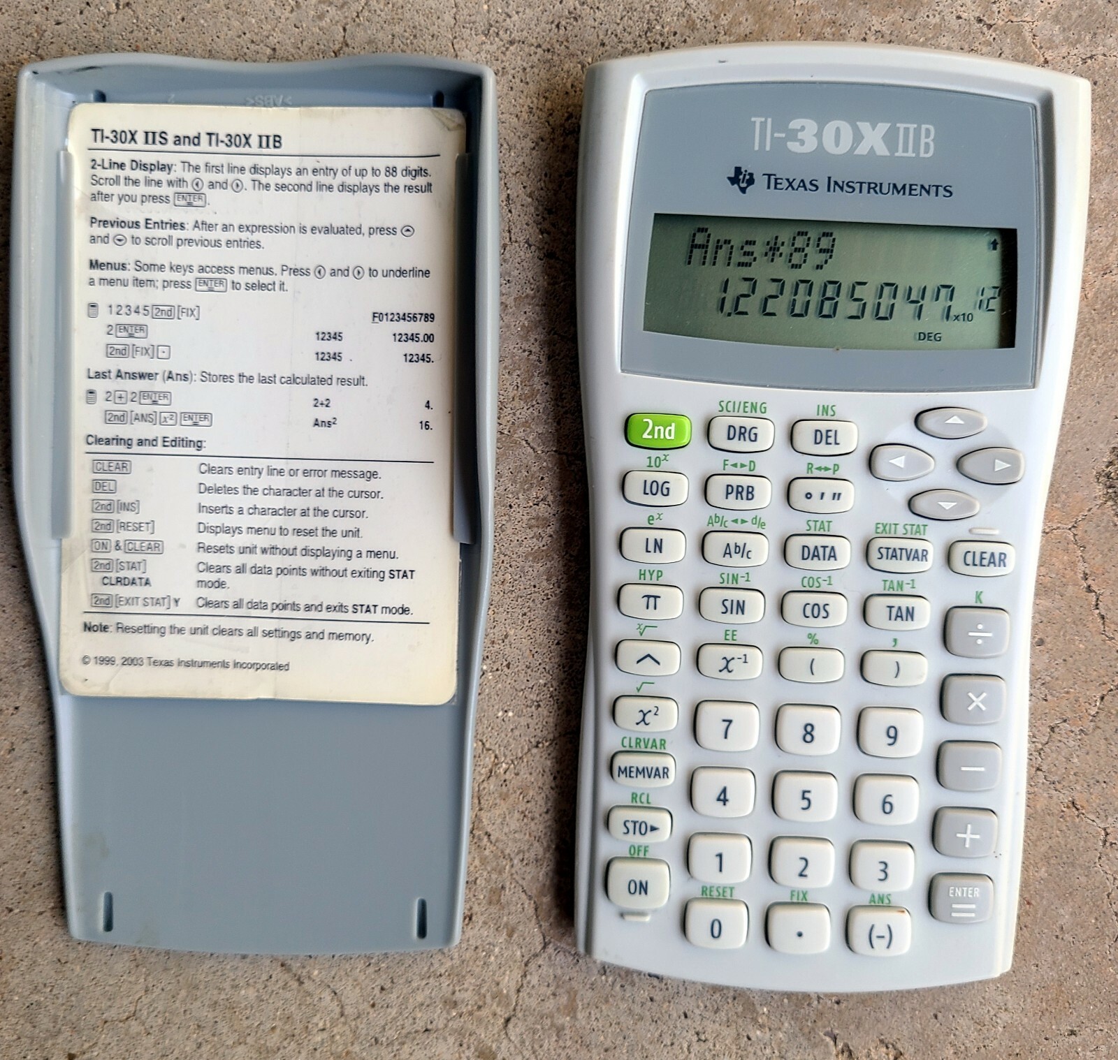 Texas Instruments TI30X IIB rare white & grey with slide cover & guide