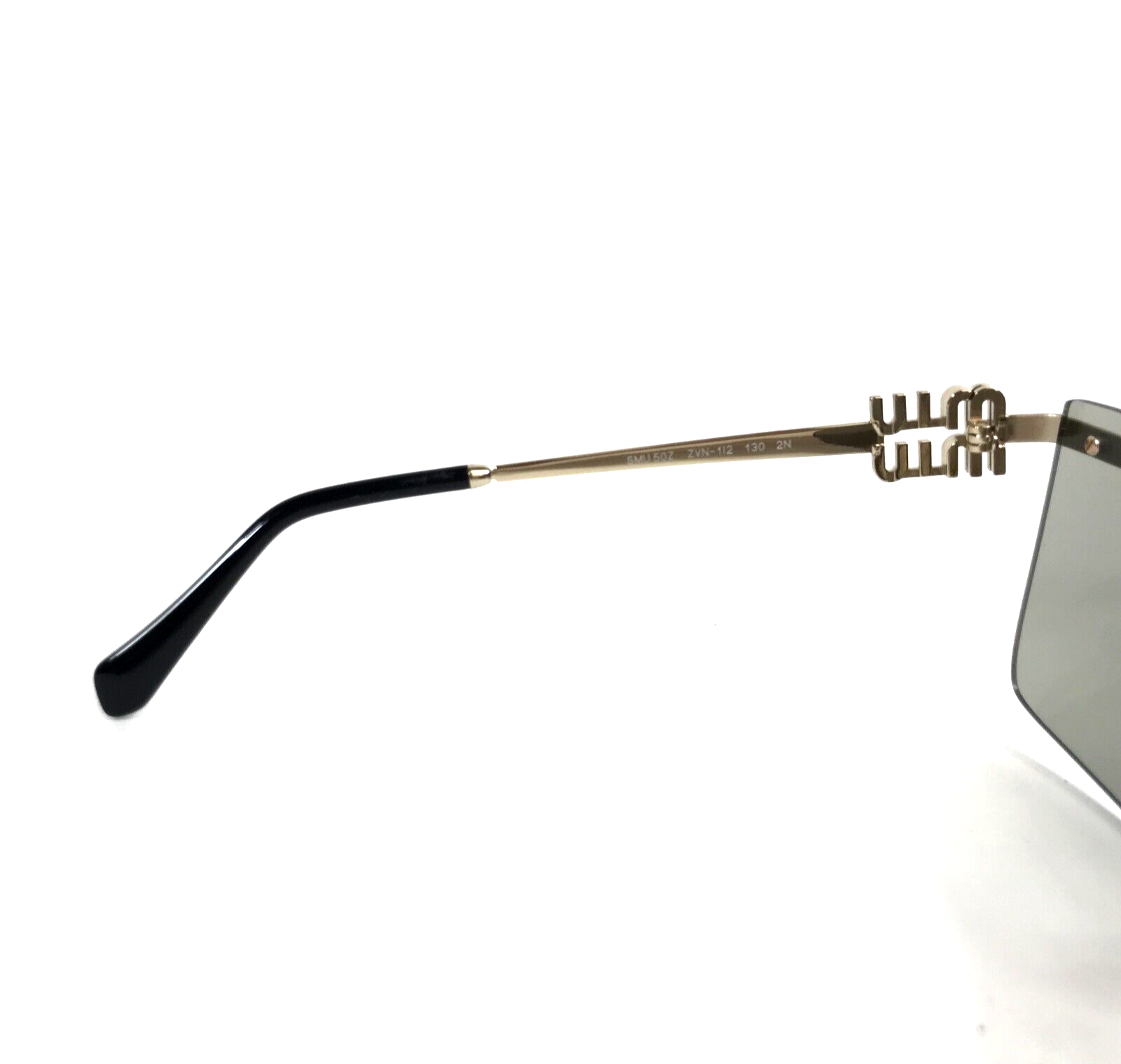 Pre-owned Miu Miu Sunglasses Smu50z Zvn-112 Pale Gold Frames With Light Grey Shield Lens In Gray