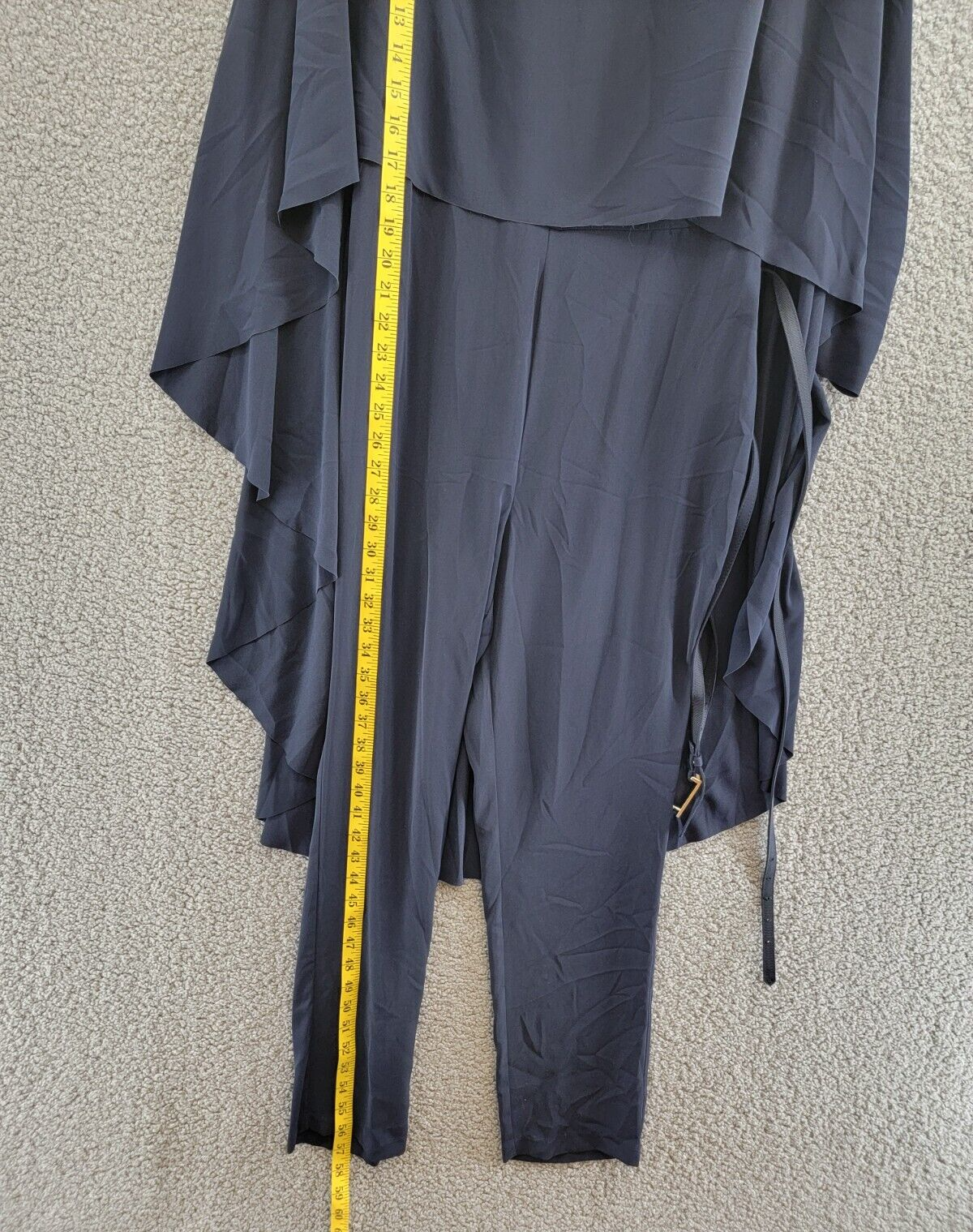 Lauren Ralph Lauren Georgette Cape Jumpsuit Women's 6 Navy Belted Back Zipped - Picture 9 of 19
