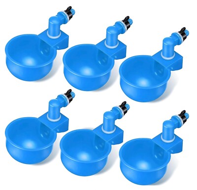 6 PCS Automatic Water Cups Poultry Drinker Waterer Chicken Duck Quail Drinking
