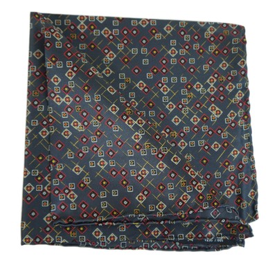 $80 New ITALO FERRETTI Gray w Red & Black Geometric 100% Silk Pocket Square 13''