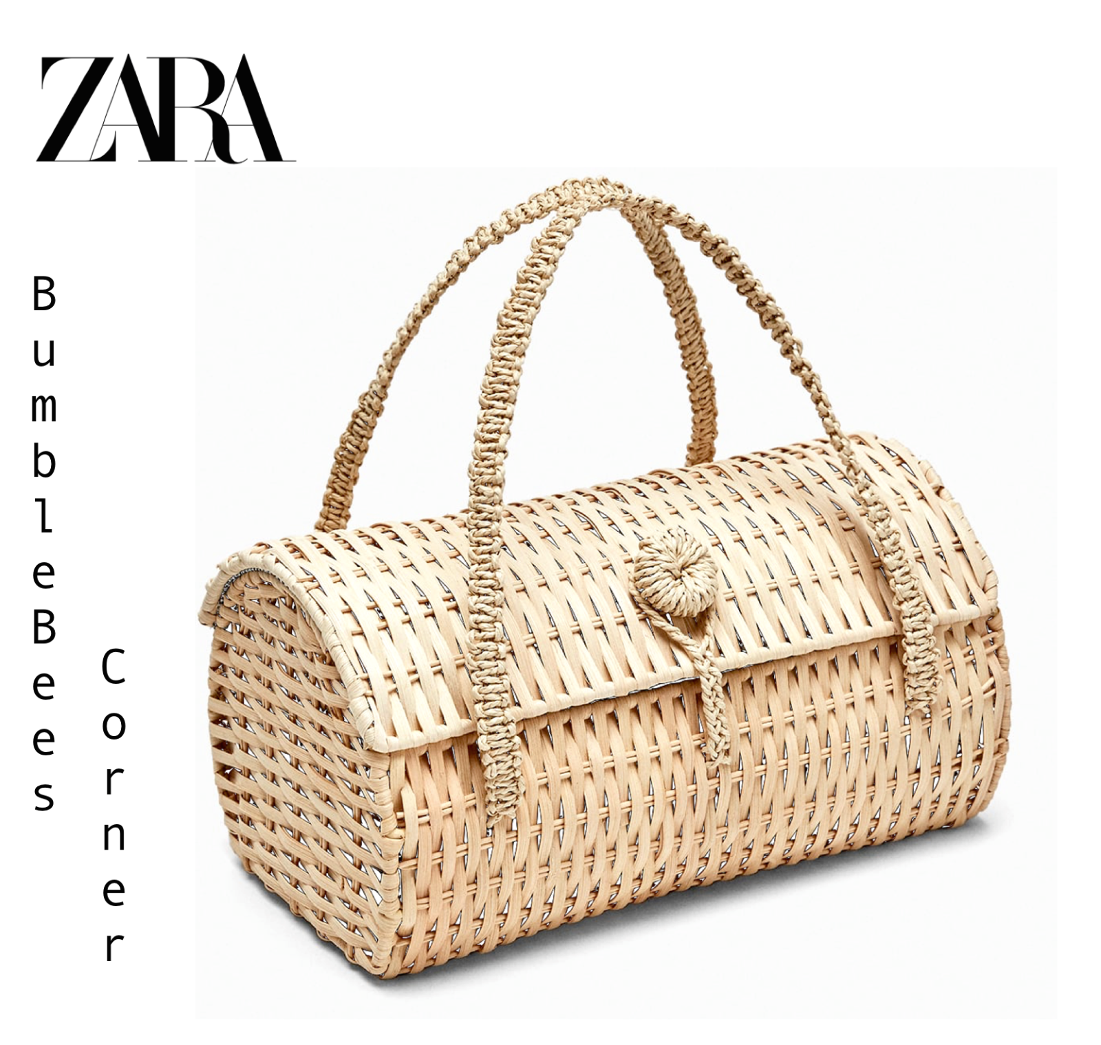 sac rond en paille zara