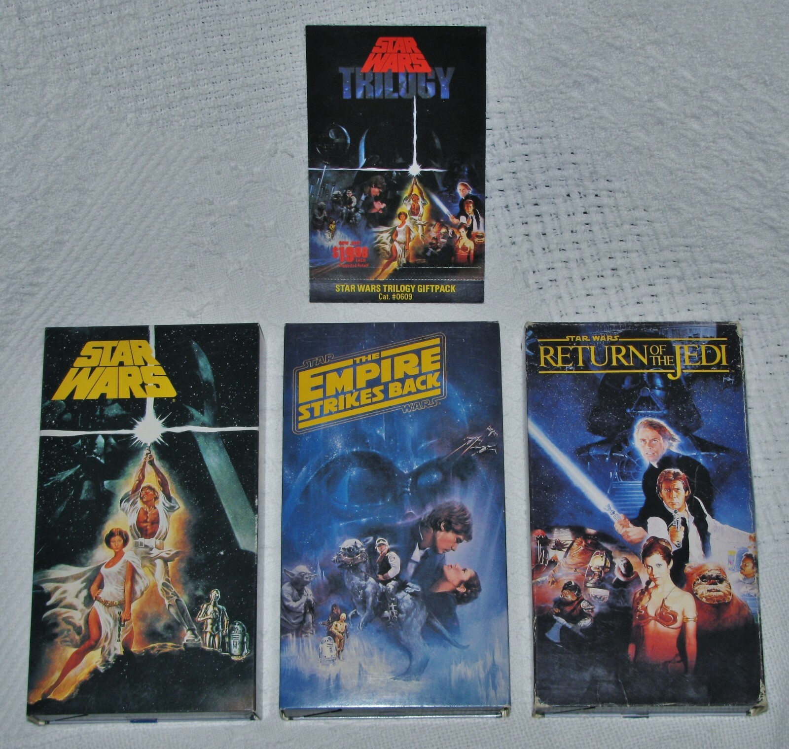 STAR WARS TRILOGY 3 VHS SET 1990 RARE CBS FOX & PROMOTIONAL CARD: Return of Jedi