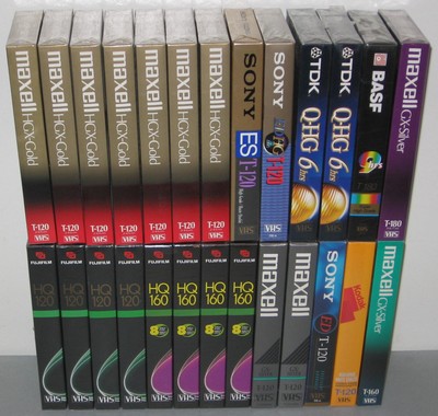 VHS 26 TAPE LOT - MAXELL FUJI SONY - HIGH AND NORMAL GRADES - T120 T160 - T180