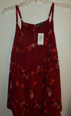 Torrid Size 3 3X Spaghetti Strap Top Dark Red Print (See other listing Sweater)