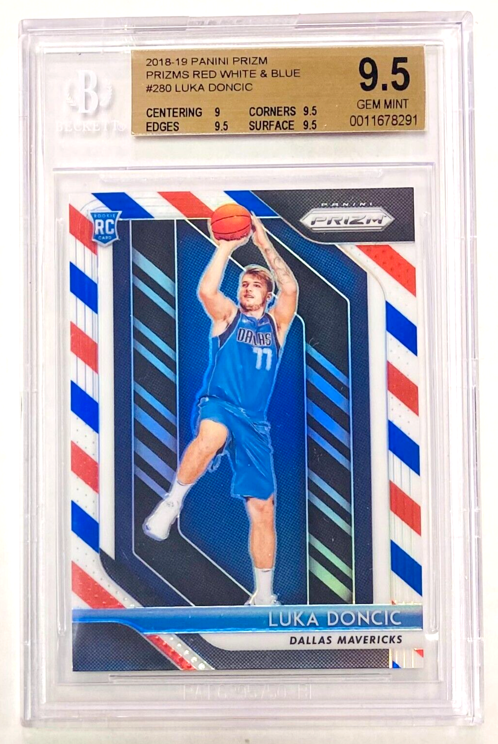 2018-19 Panini Prizm Luka Doncic Red White Blue BGS 9.5 2018-19 Panini Prizm Luka Doncic Red White Blue BGS 9.5
