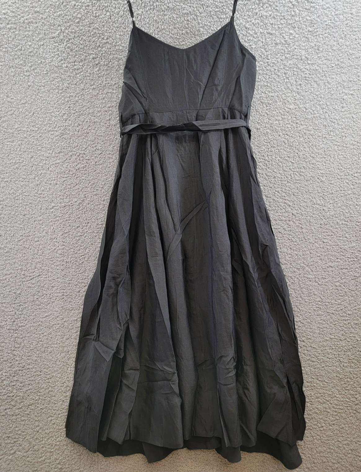 AQUA Utility Midi Dress Women's M Black Sweetheart Neck Flap Pocket Button Front - Picture 10 of 14